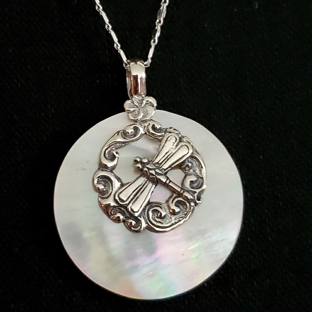 Mother Of Pearl .925 Sterling Silver 22" Necklace